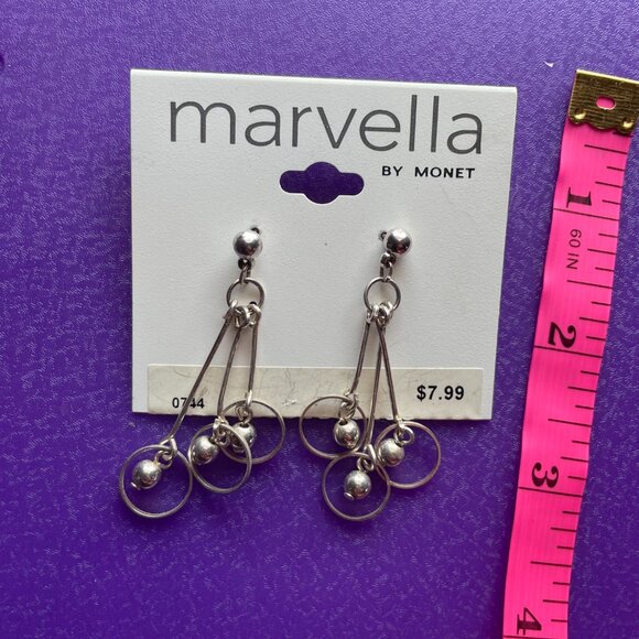 Bundle 3 for $12.  Marvella by Monet Silver Toned Dangle Earrings - Picture 2 of 2